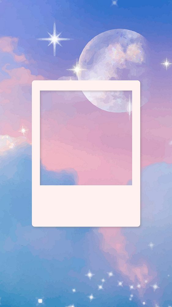 Pastel instant photo Instagram story, kawaii sky design vector