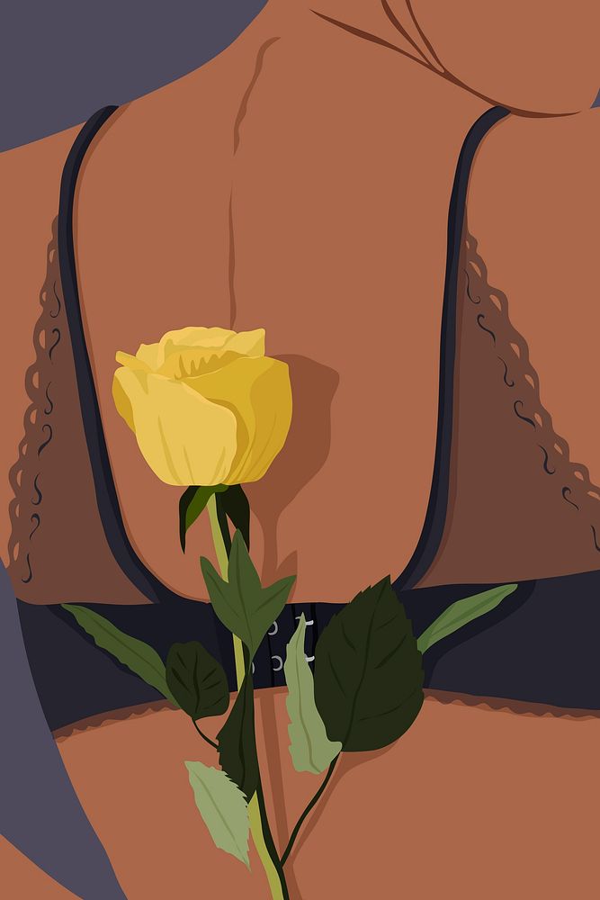 Yellow rose background, self love illustration design