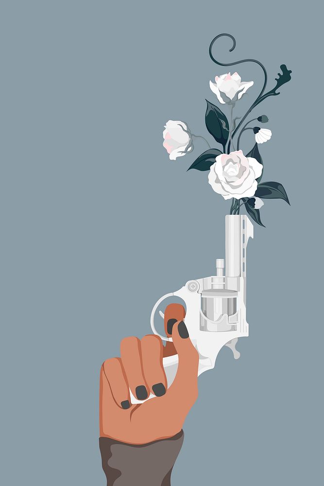 Flower gun background, stop violence illustration