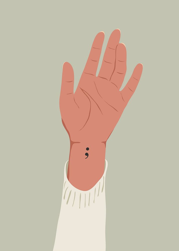 Hand up clipart, mental health illustration vector