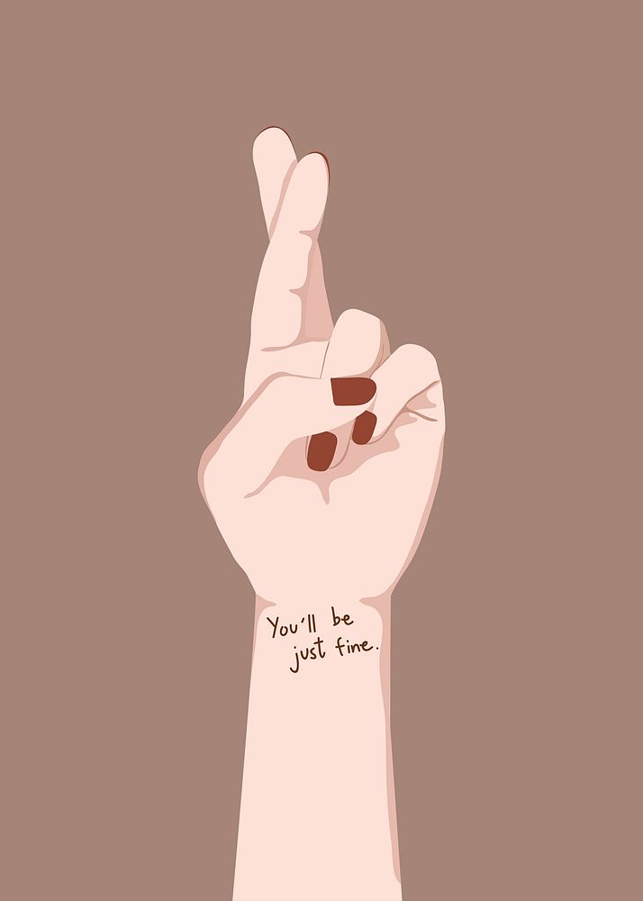 Fingers crossed clipart, mental illness illustration vector