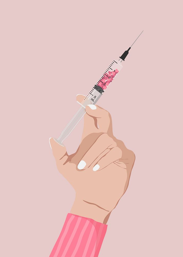 Love injection background, mental health illustration design