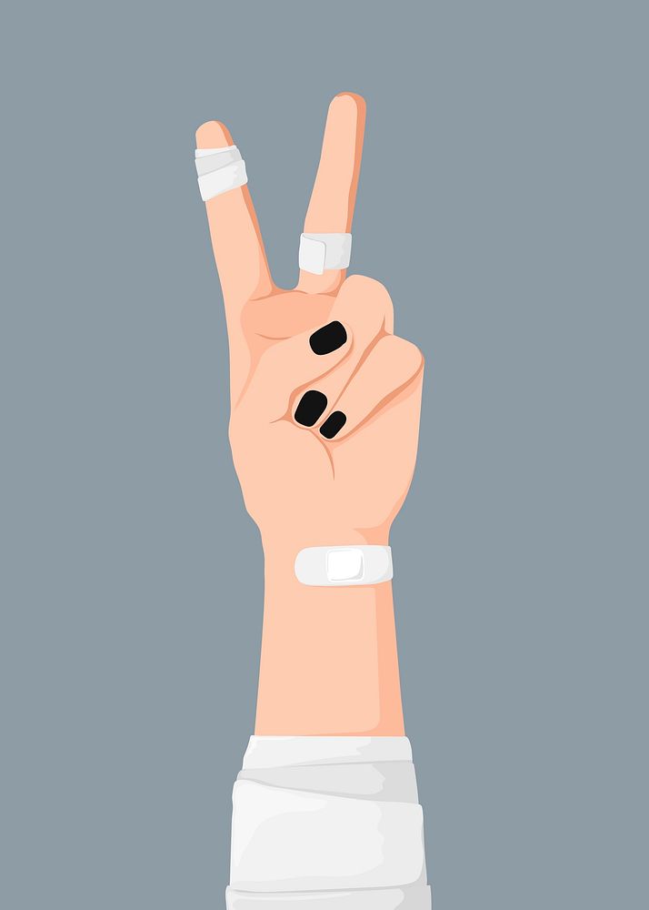 Peace hand sign clipart, mental health illustration psd