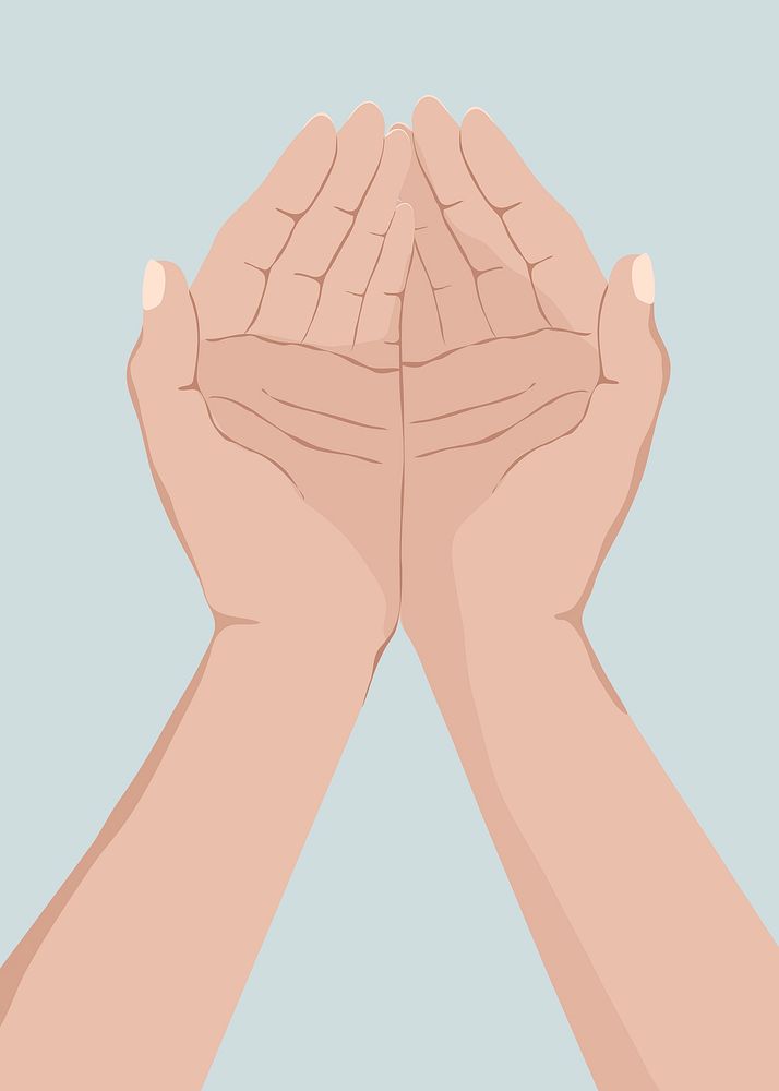 Cupped hands clipart, people illustration vector