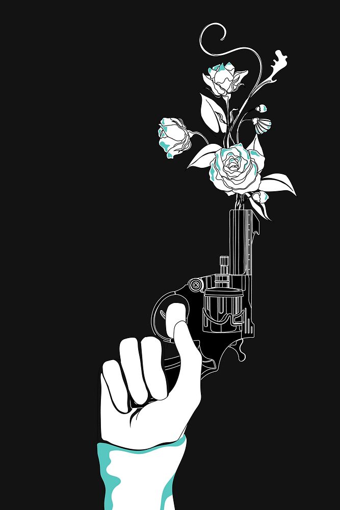 Flower gun background, stop violence illustration