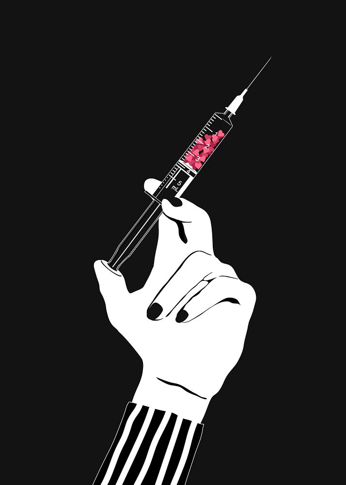 Love injection clipart, mental health illustration design vector