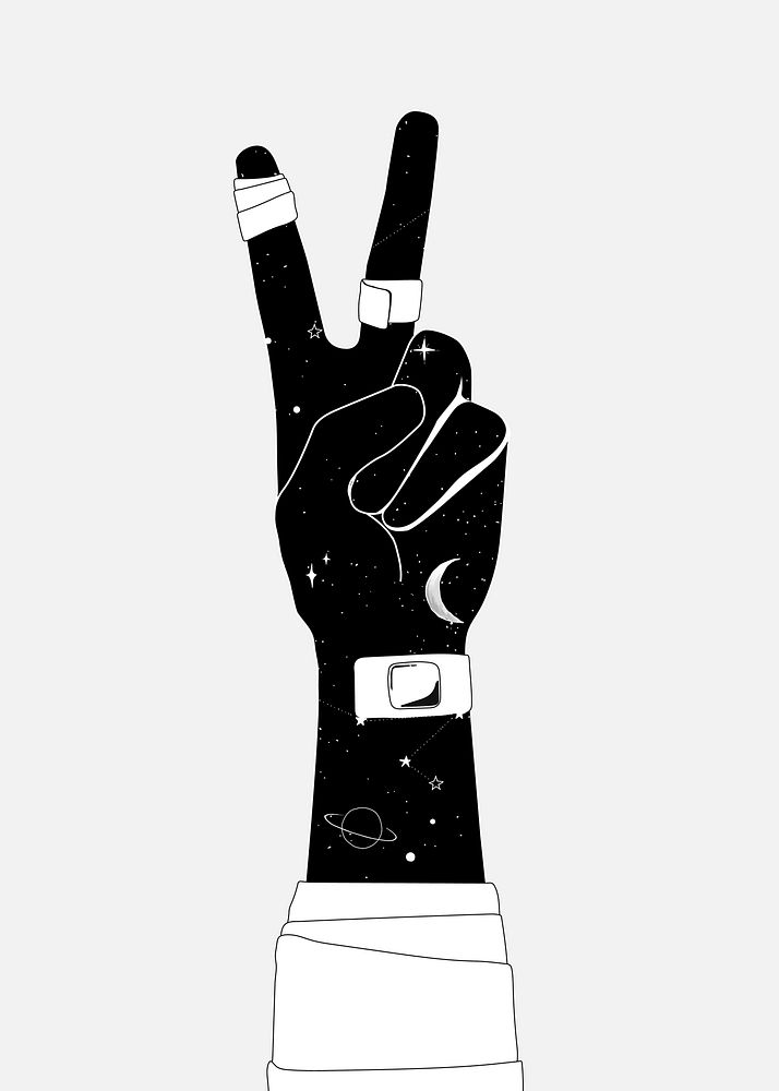 Peace hand sign clipart, mental health illustration vector