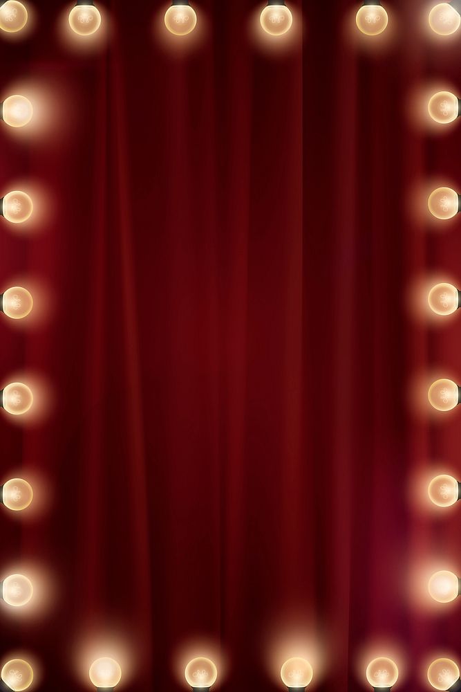 Cinema frame background, light bulb, red square design