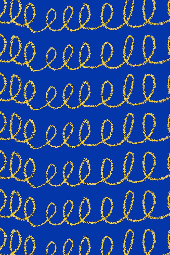 Crayon squiggle pattern, cute blue background