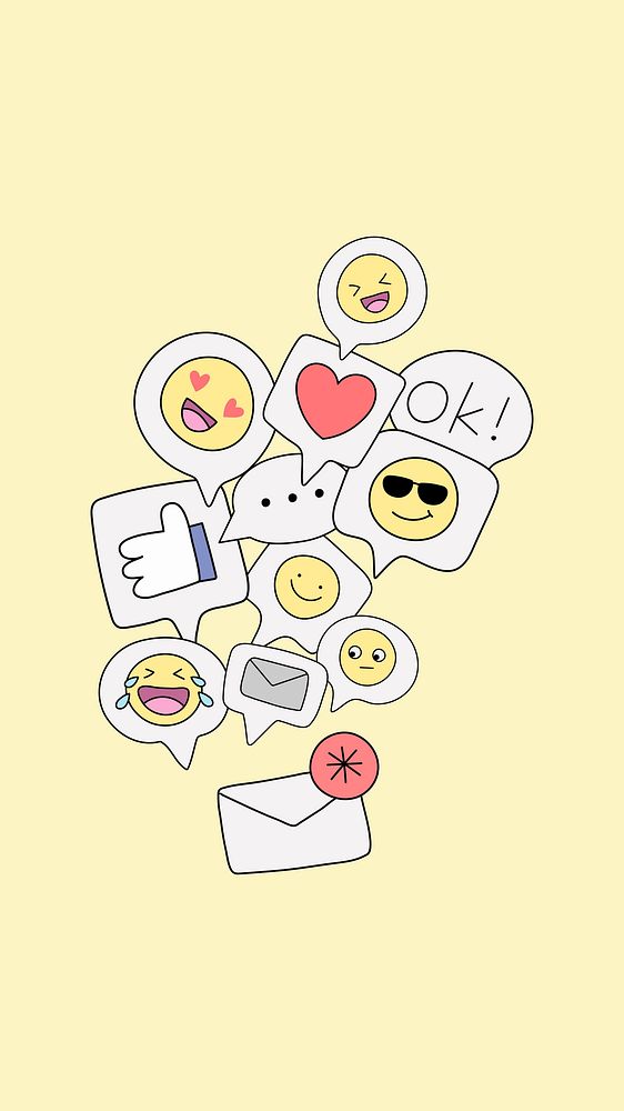 Emoticon doodle phone wallpaper, inbox notification border background