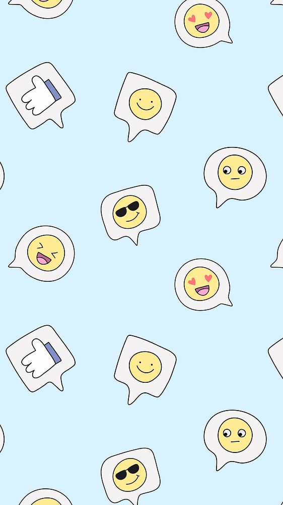 Emoticon doodle phone wallpaper, cute pattern, high resolution background
