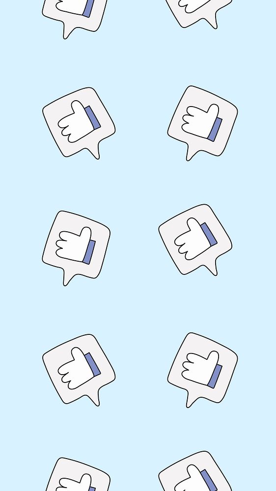 Thumbs up mobile wallpaper, doodle pattern, 4k background