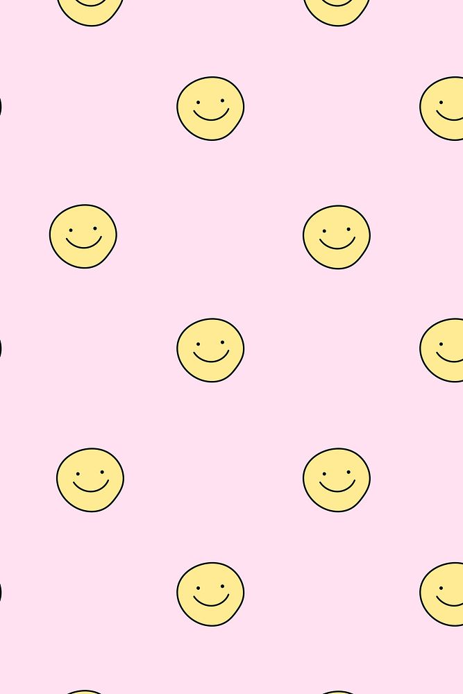 Smiling face pattern background, cute doodle