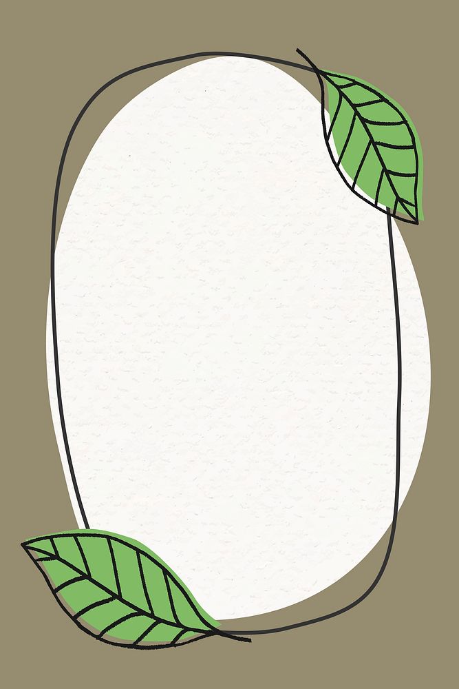 Aesthetic abstract leaf frame doodle design psd