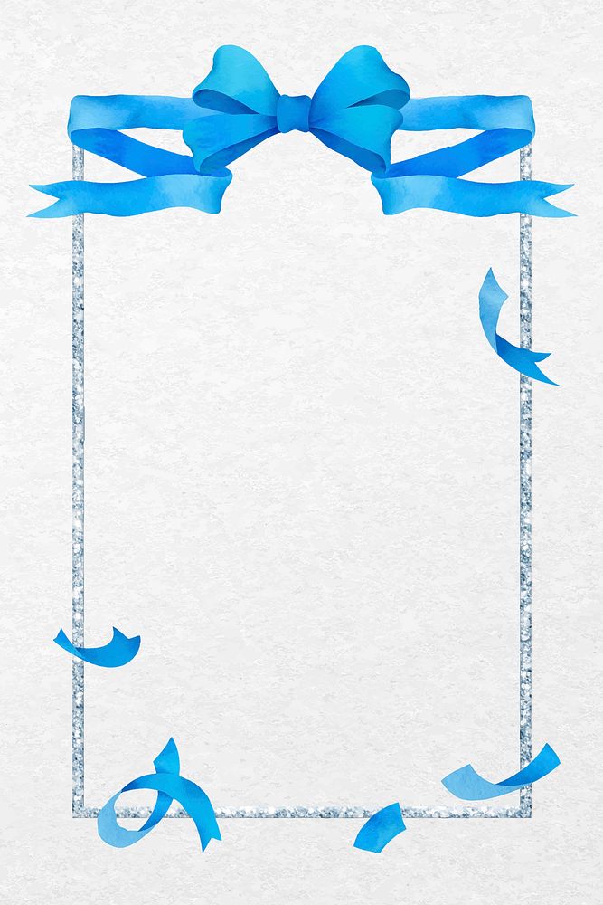 Wedding frame background, blue bow illustration vector