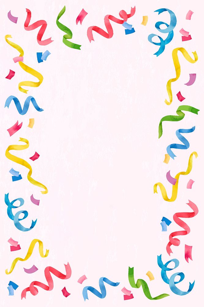 Birthday frame background, colorful ribbon illustration vector