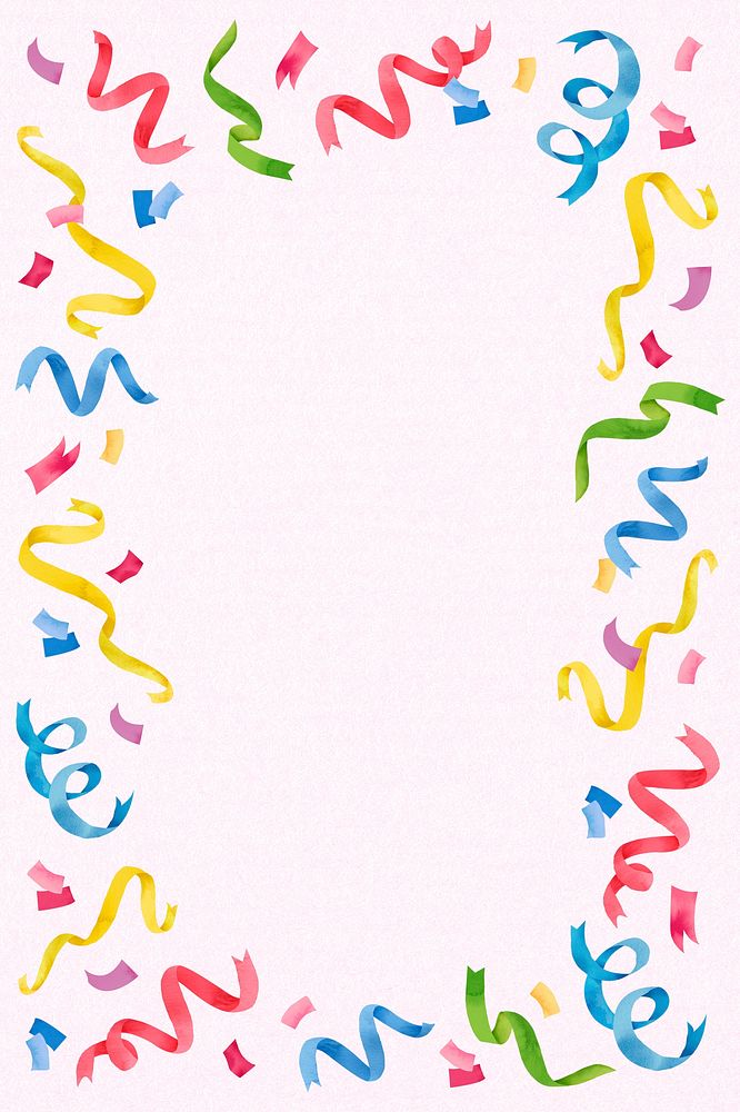 Party frame background, colorful ribbon illustration
