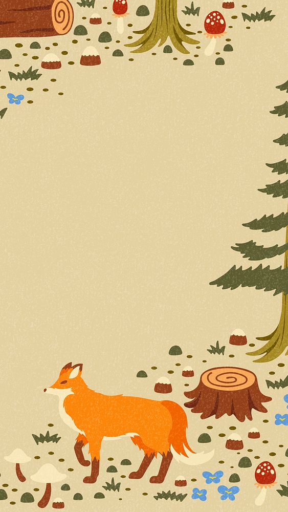 Fox phone wallpaper, animal illustration background