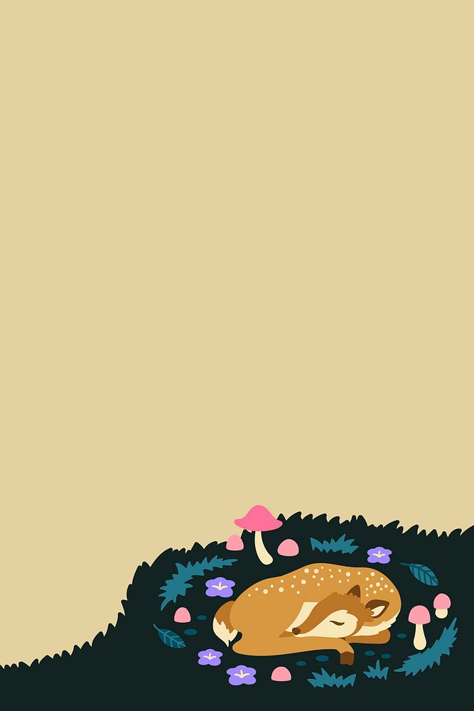 Deer border frame background, cute animal illustration vector