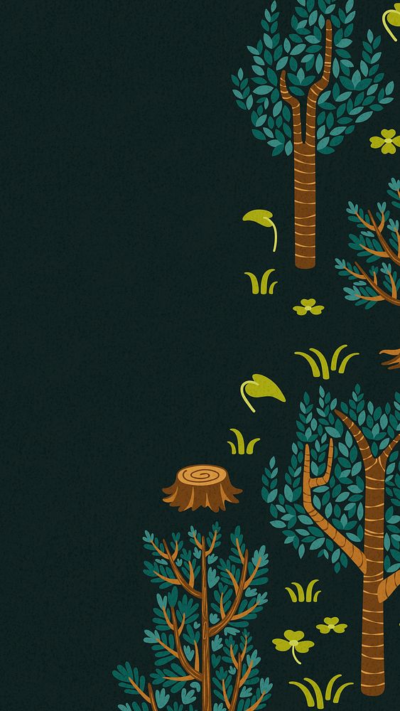 Forest mobile wallpaper, nature illustration HD background