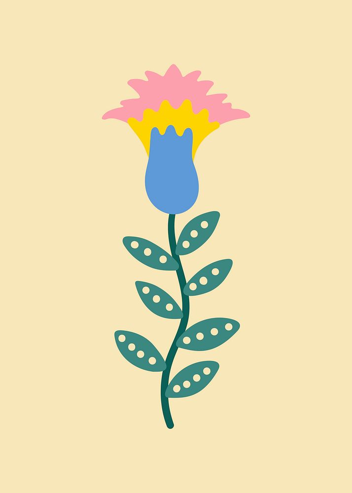Flower clipart, aesthetic nature cartoon illustration vector