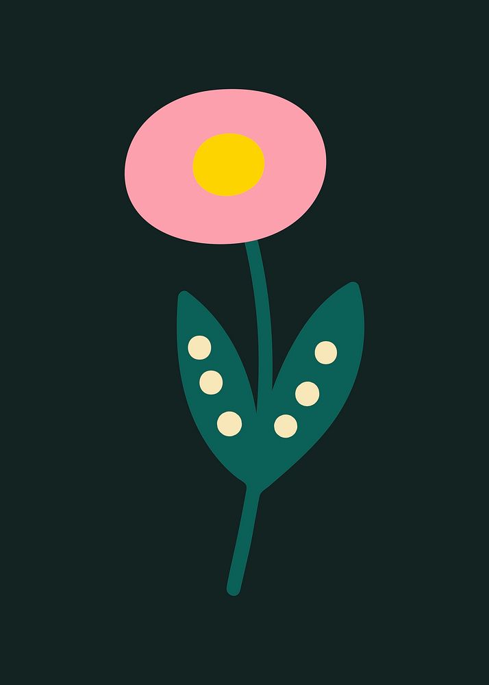 Pink flower clipart, aesthetic nature cartoon illustration vector