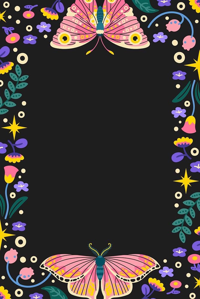 Butterfly frame background, aesthetic animal illustration vector