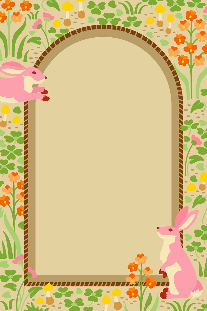 Rabbit frame background, cute animal | Vector - rawpixel