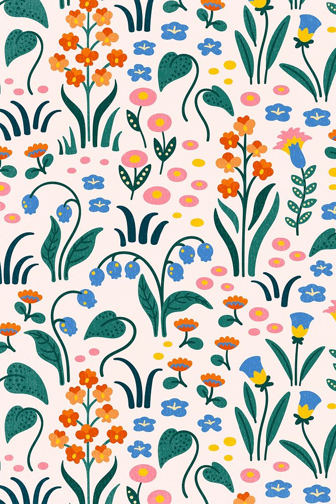 Vintage flower pattern background, nature illustration psd