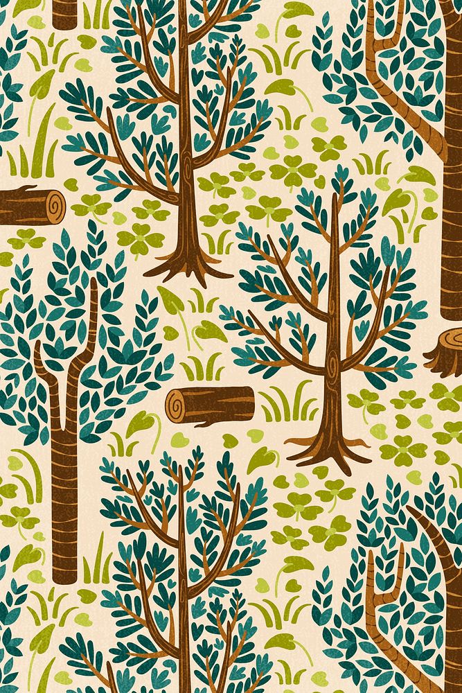 Vintage tree pattern background, nature illustration