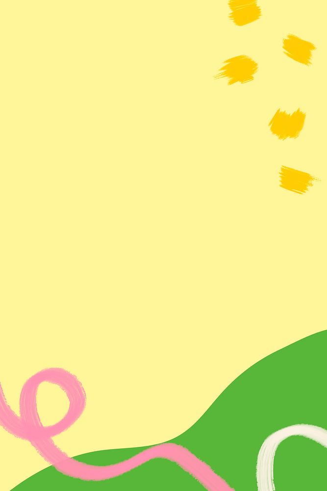 Cute yellow Memphis border background, minimal design psd