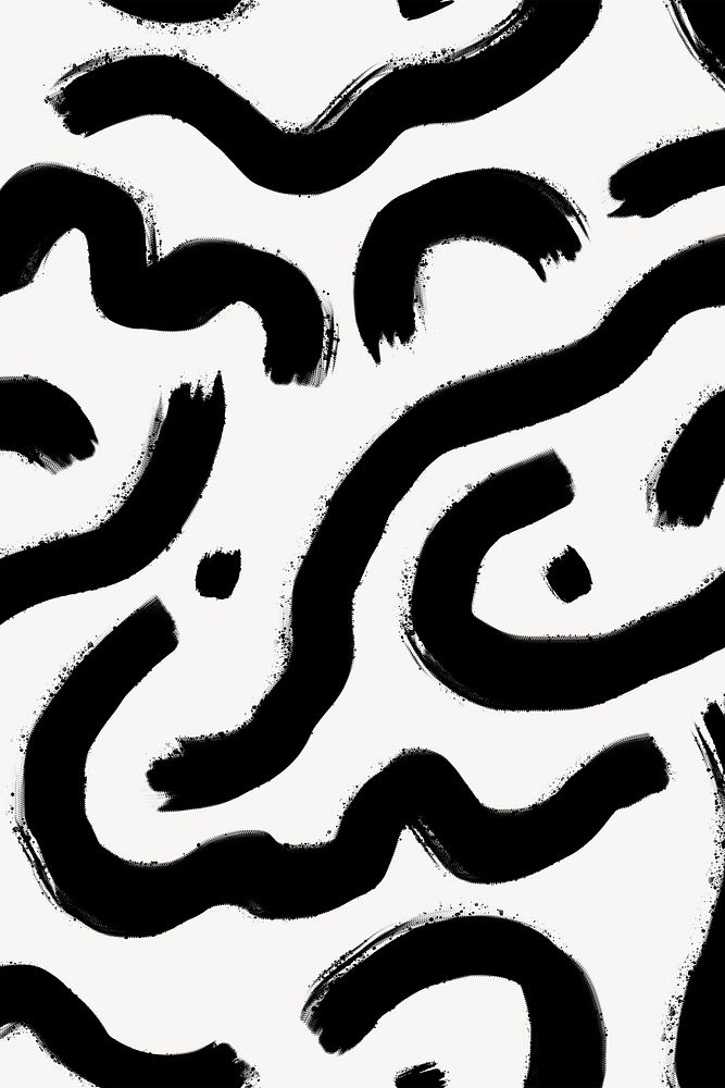 Memphis squiggle pattern background, black design
