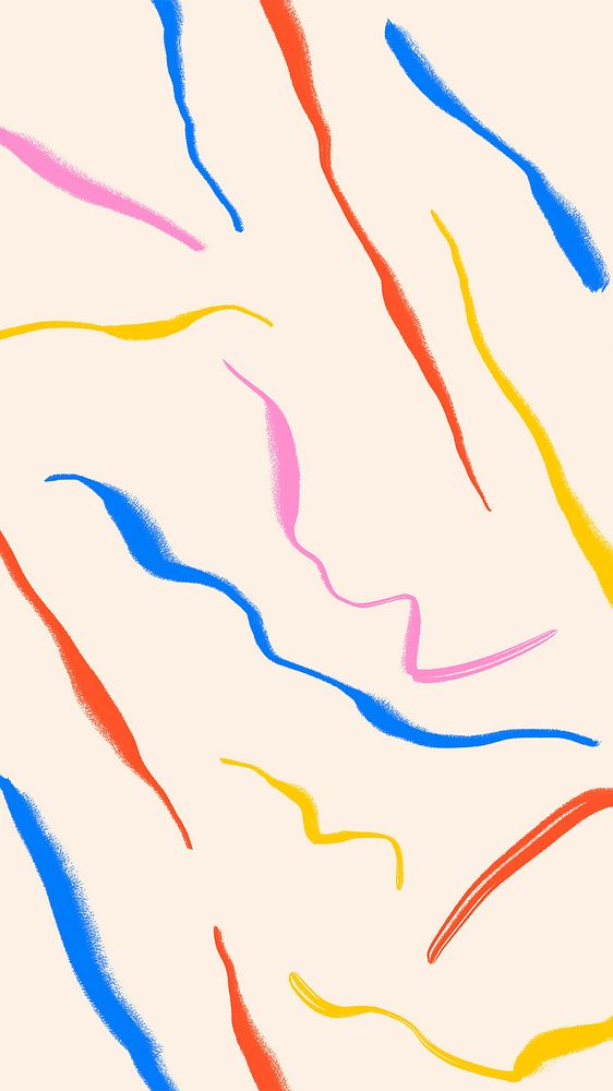Cute iPhone pattern wallpaper, colorful squiggle design
