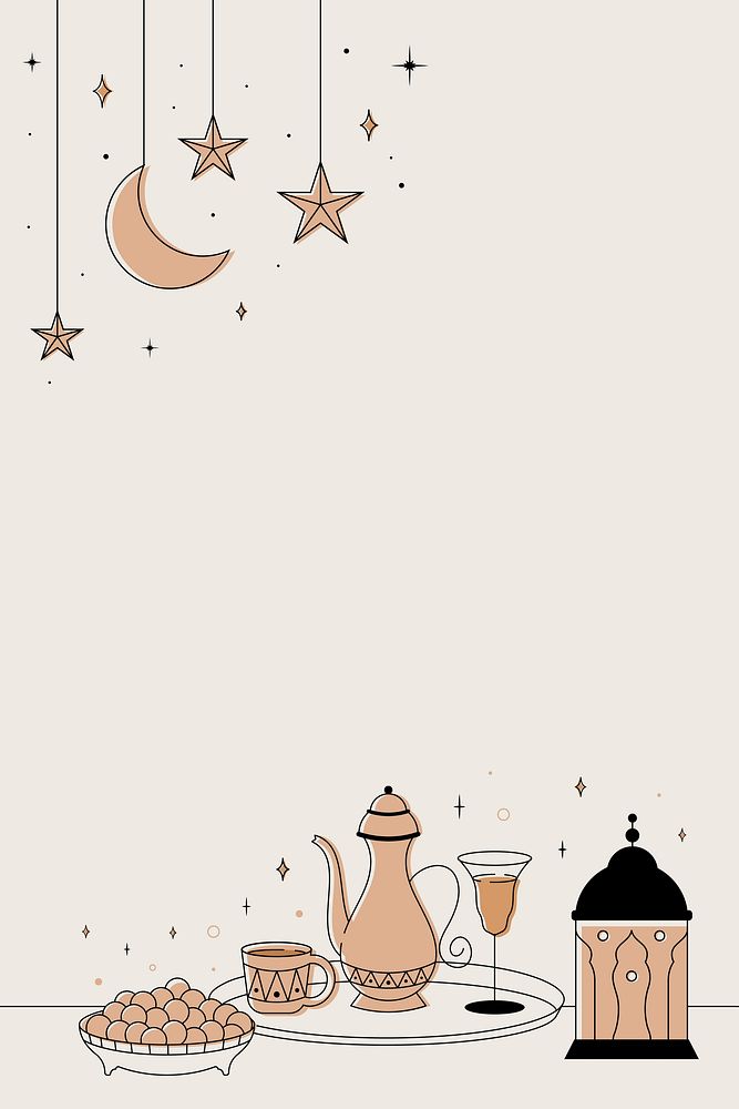 Ramadan background, aesthetic beige design