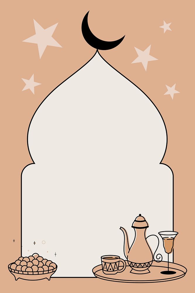 Ramadan background, brown celestial art design psd