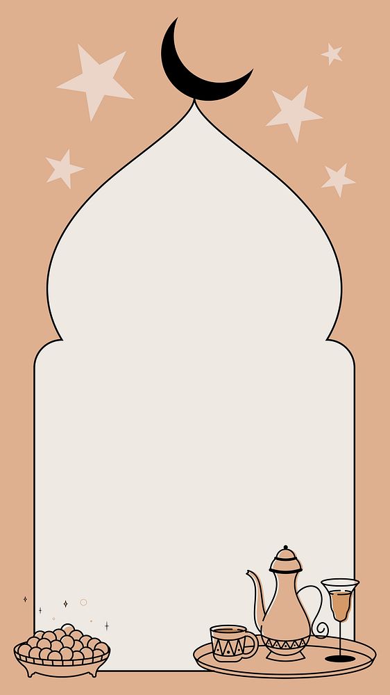 Brown Ramadan Phone wallpaper template, flat celebration design psd