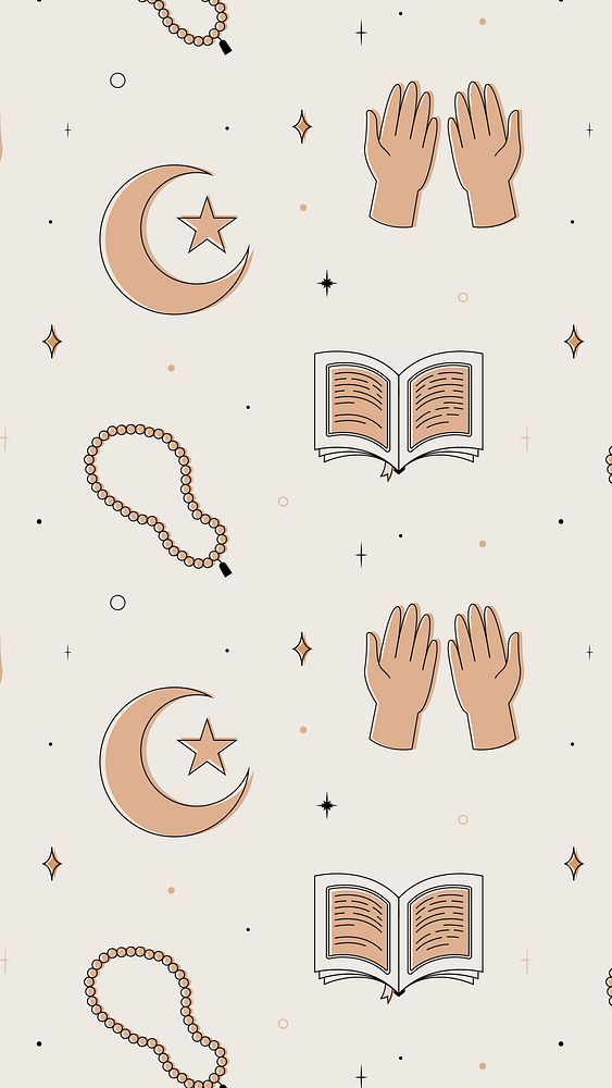 Ramadan seamless pattern iPhone wallpaper, earth brown tone celebration design
