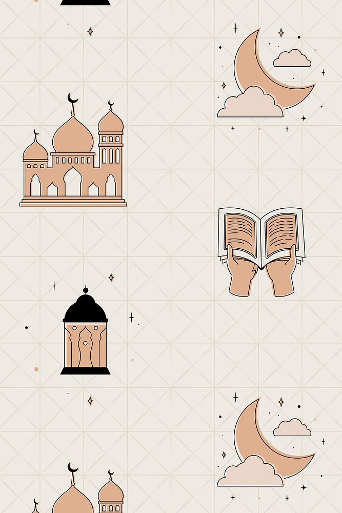 Ramadan seamless pattern background, earth brown tone celebration design