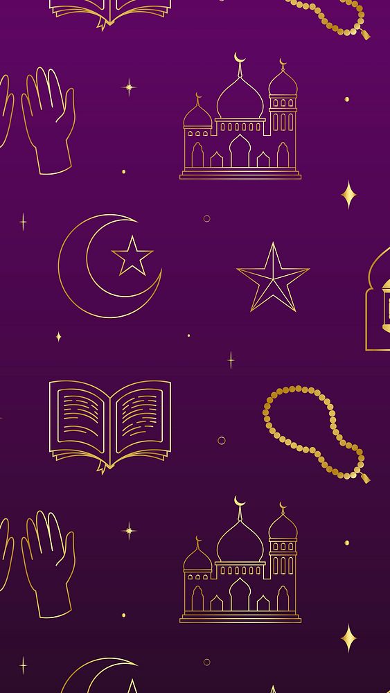 Ramadan pattern Phone wallpaper, golden line art design
