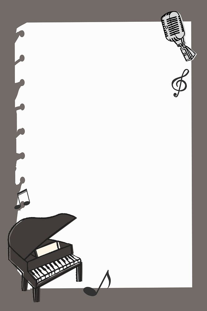 Piano doodle frame background, classical music vector