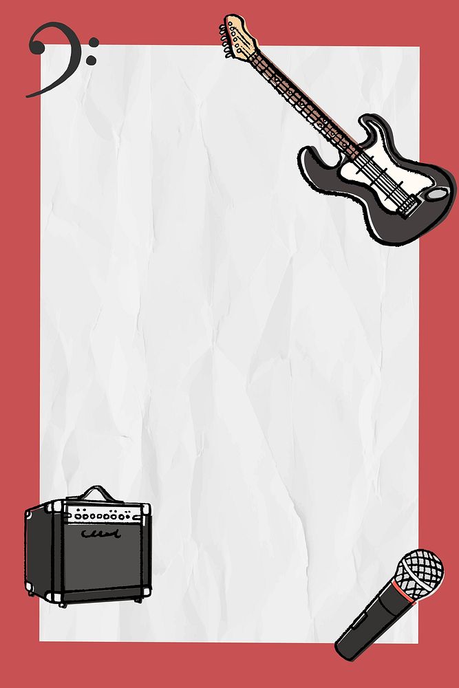 Rock music frame background, cute doodle vector