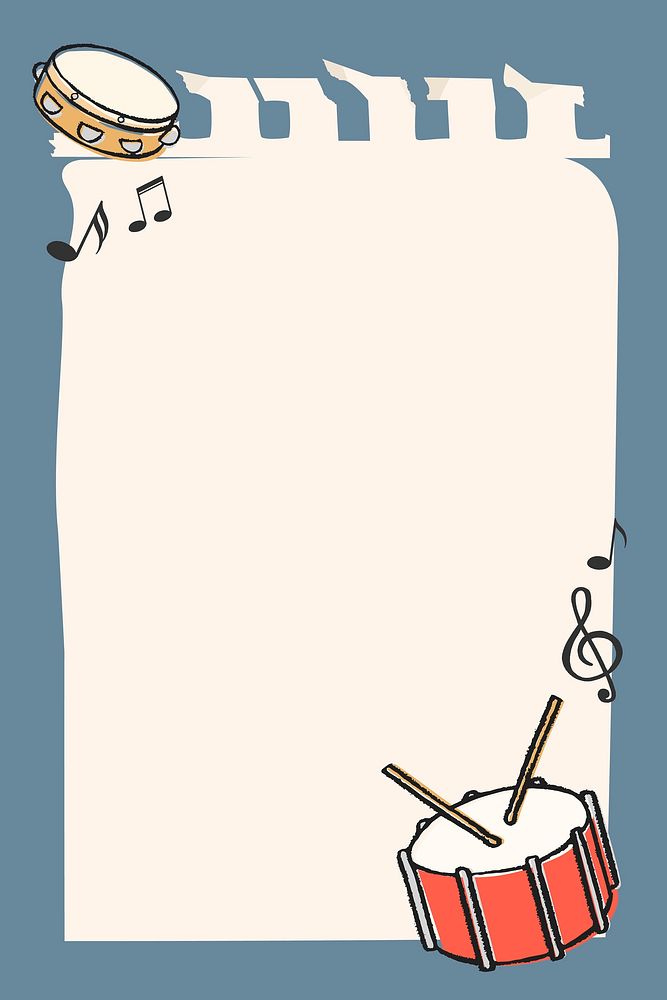 Cute doodle frame background, music, snare drum
