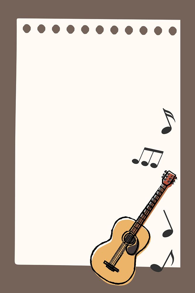 Aesthetic guitar frame background, music doodle vector