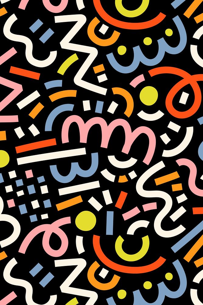 Memphis social media banner pattern, colorful doodle design