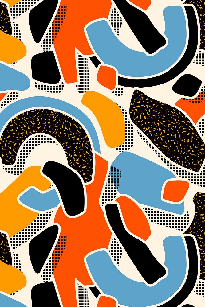 Memphis social media banner pattern, colorful doodle design