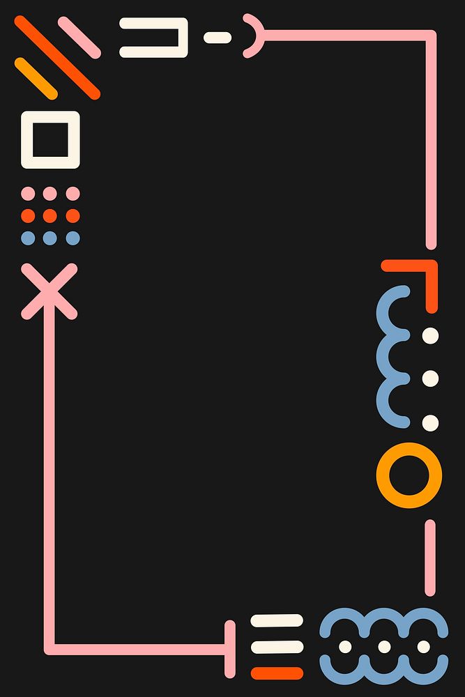 Colorful Memphis frame for social media banner, minimal design