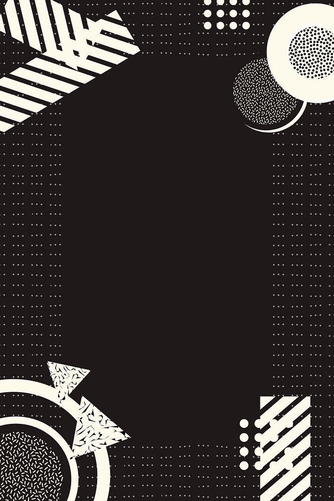 Memphis frame social media banner, black doodle design