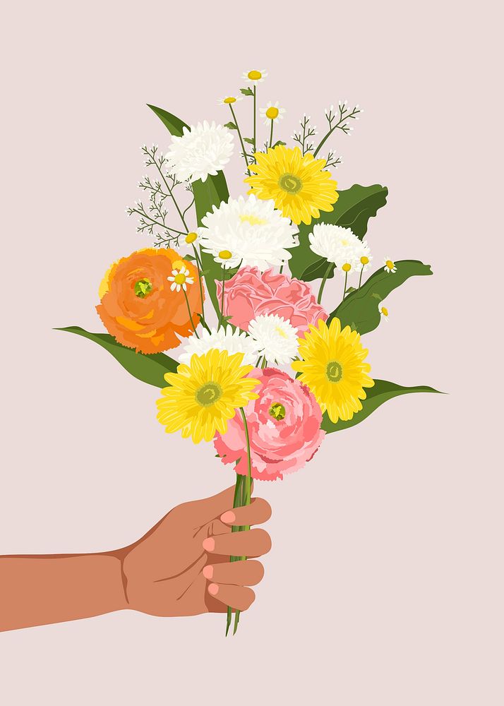Flower bouquet background, realistic illustration vector