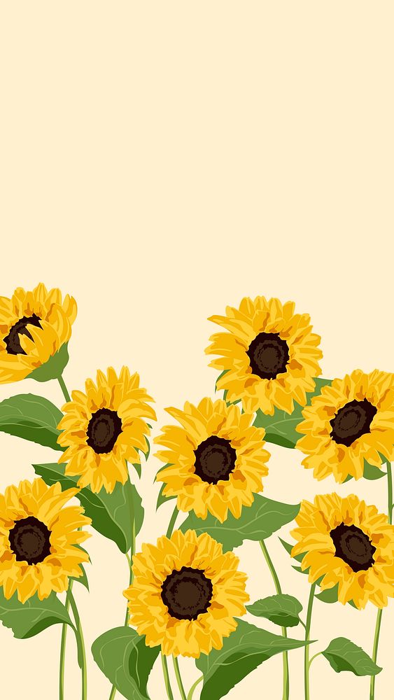 Sunflower phone wallpaper, aesthetic spring background psd