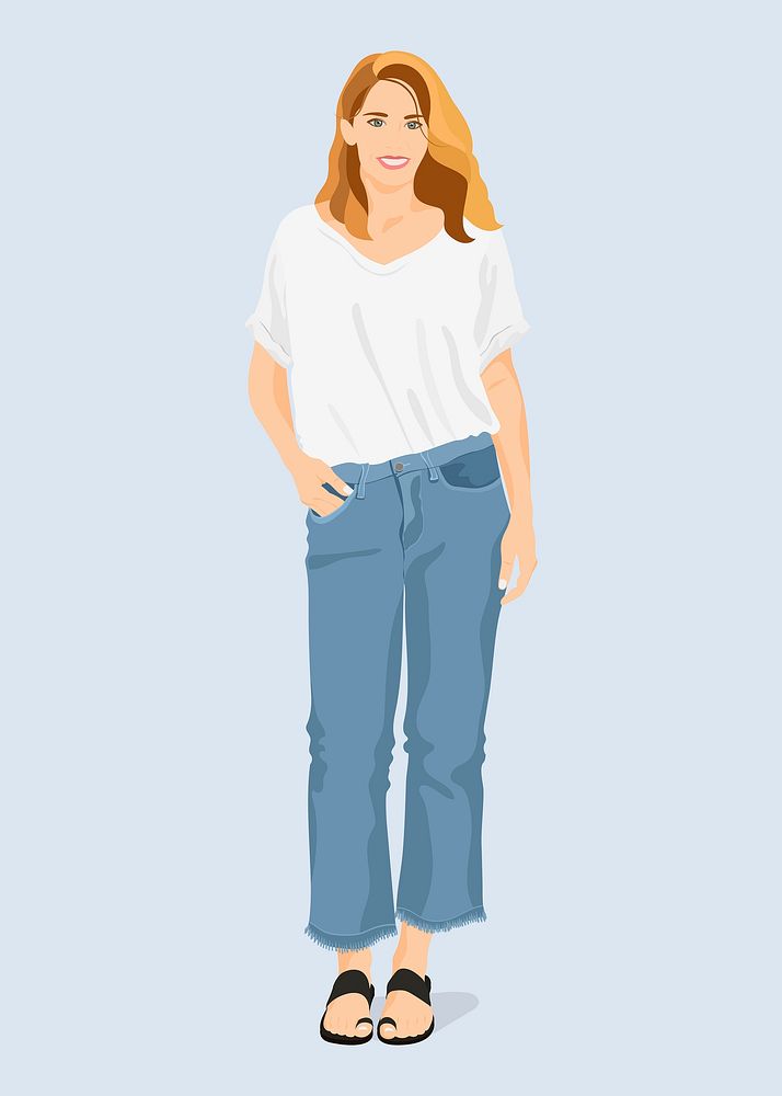 Blonde woman collage element, vector illustration